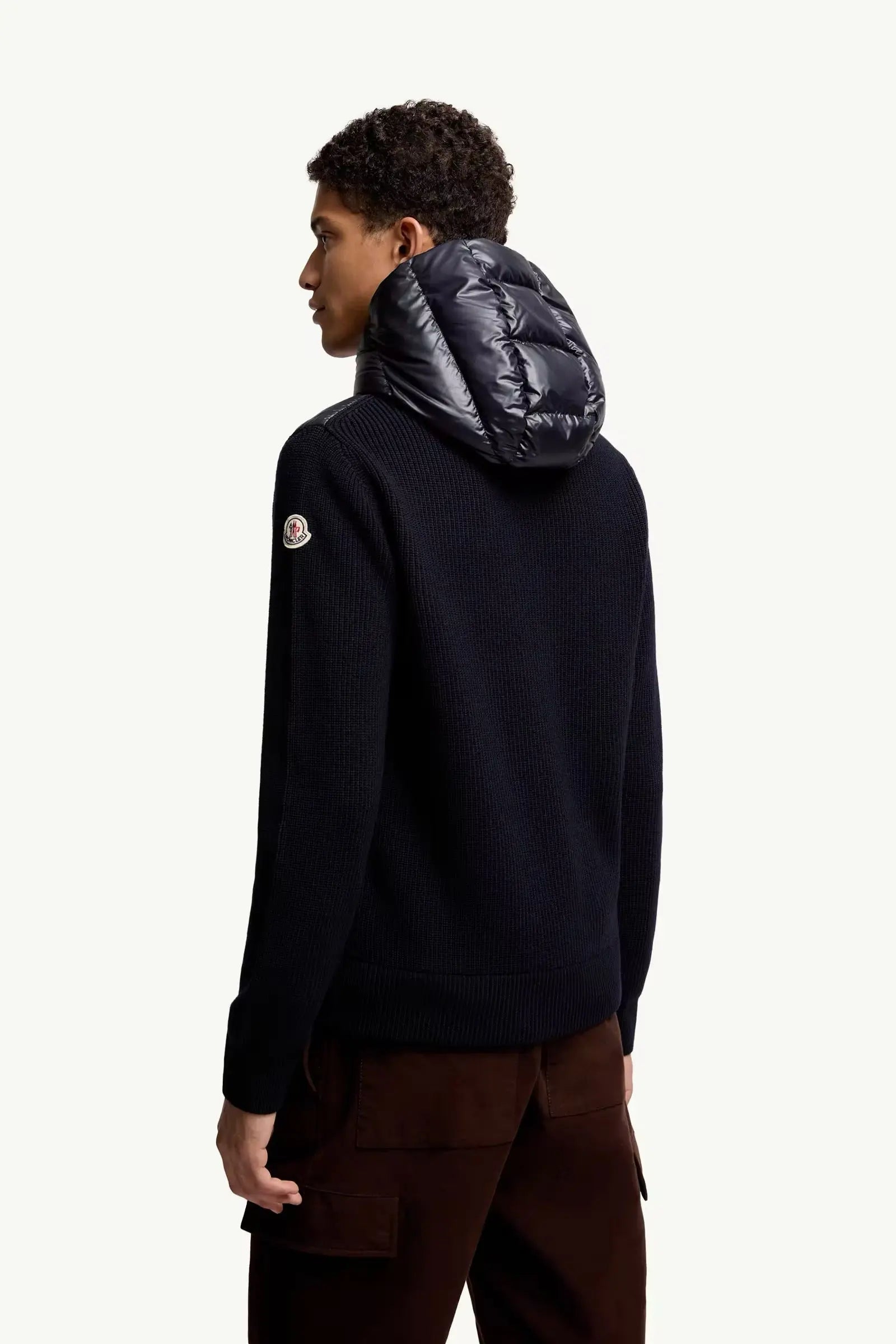 Cardigan zippé matelassé en laine moncler